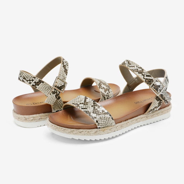 Espadrille Platform Sandals - BEIGE SNAKE PU - 2
